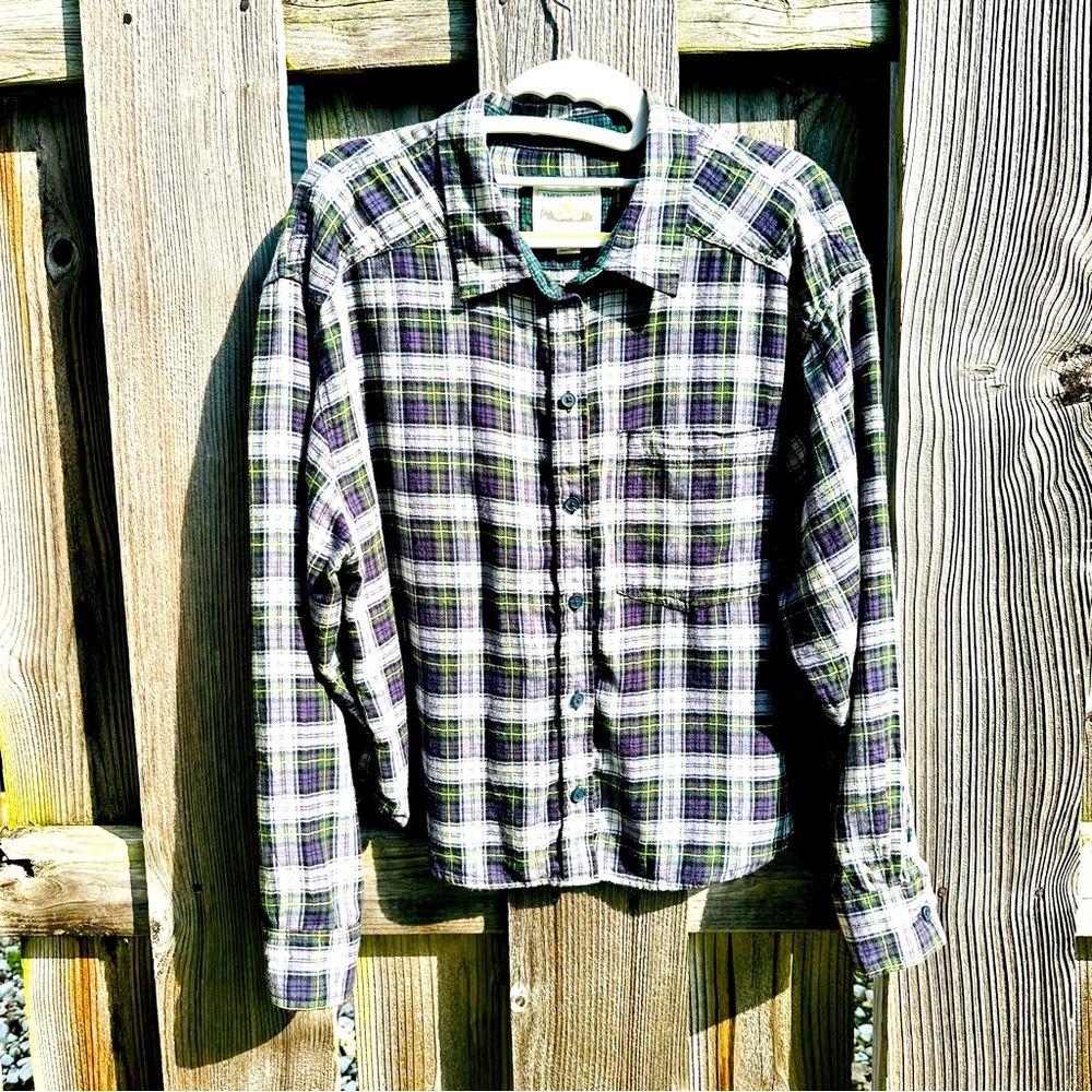 American Eagle Cropped Soft Plaid Flannel Shirt